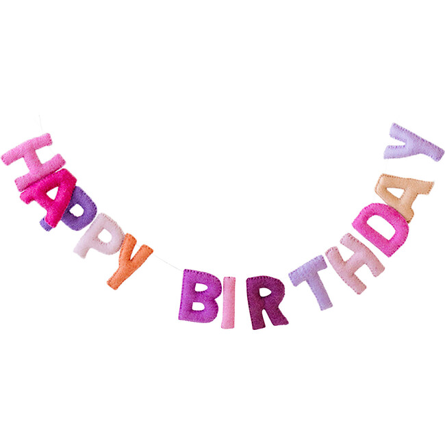 Felt Happy Birthday Garland, Pink