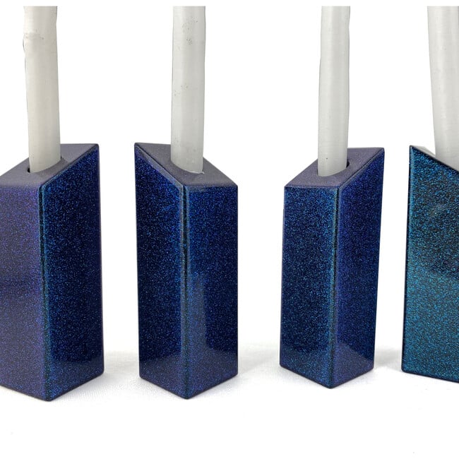 Blue Sparkle Leah Modular Hanukkah Menorah