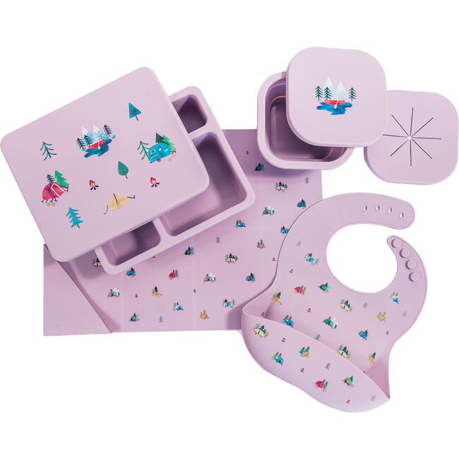 Silicone Mealtime Bundle, Camper Violet - Tabletop - 1