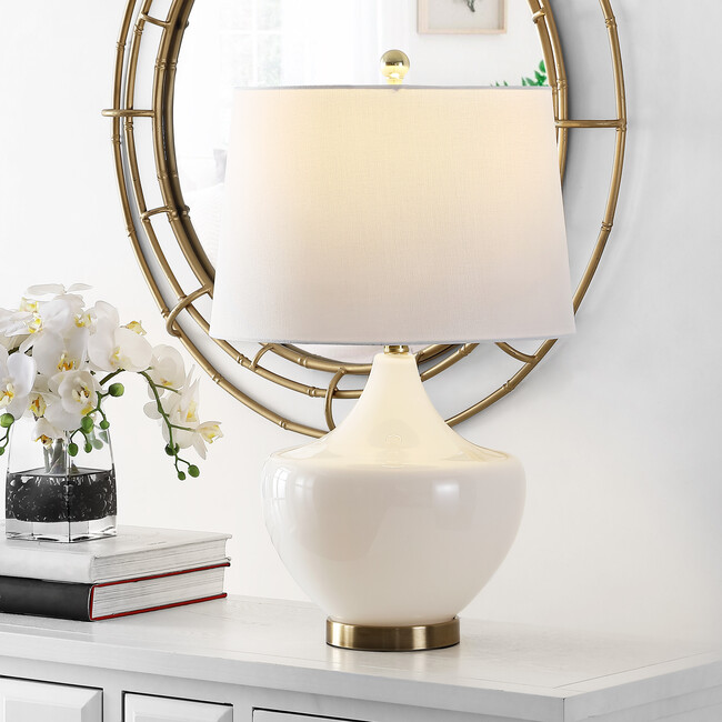 Demra Table Lamp, White