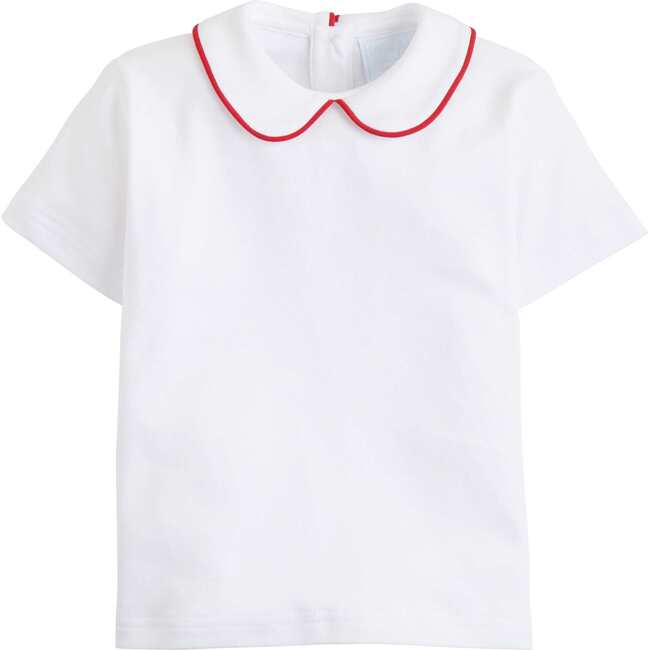 Peter Pan Polo Romper, Red Stripe