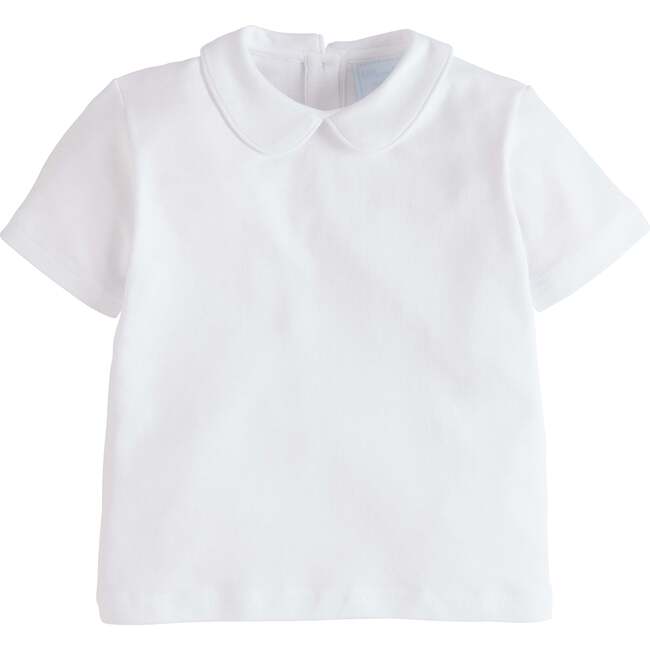 Piped Peter Pan Short Sleeve, White - Shirts - 1