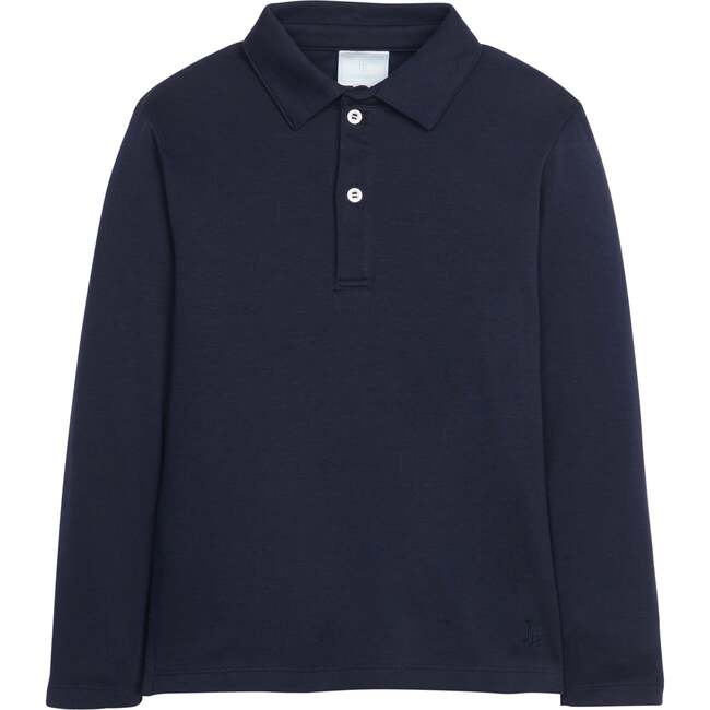 Long Sleeve Polo, Navy - Polo Shirts - 1