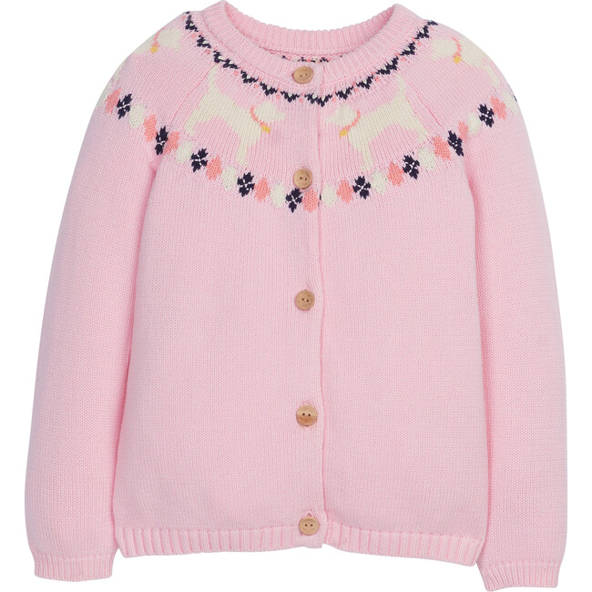 Girl Lab Fair Isle Cardigan, Pink - Cardigans - 1