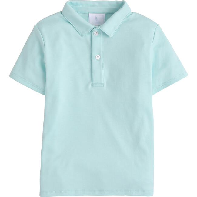Short Sleeve Solid Polo, Aqua - Polo Shirts - 1