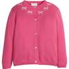 Embroidered Essential Cardigan, Pink Bows - Cardigans - 1 - thumbnail