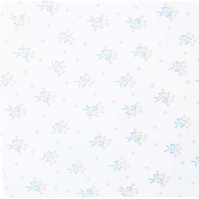 Pima Crib Sheet, Blue Bow Bouquet