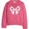 Intarsia Sweater, Hot Pink Bow - Sweaters - 1 - thumbnail