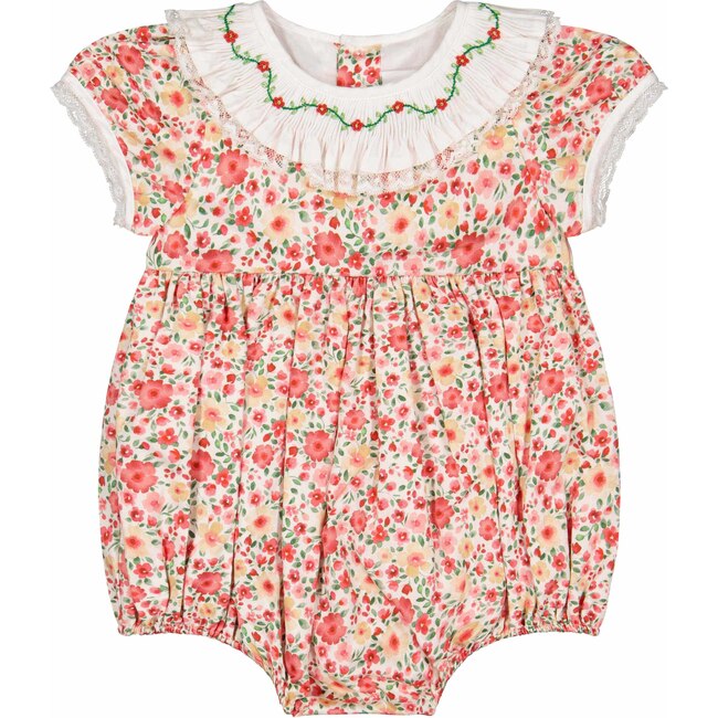 Celestine Red Floral Smocked Romper