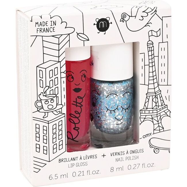 Nail Polish and Lip Gloss Set for Kids MAGIQUE, Red & Blue