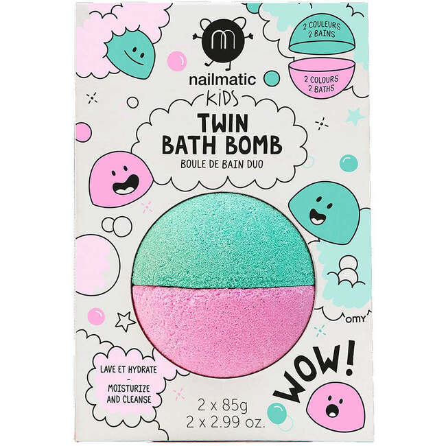 Bath Bomb for Kids DUOS Pink and Lagoon Green, Multi