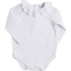 Frill Collar Long Sleeve Bodysuit, White - Onesies - 1 - thumbnail