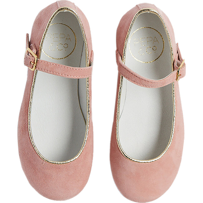 Girls Suede Piped Mary-Jane Shoes, Pink - Mary Janes - 1