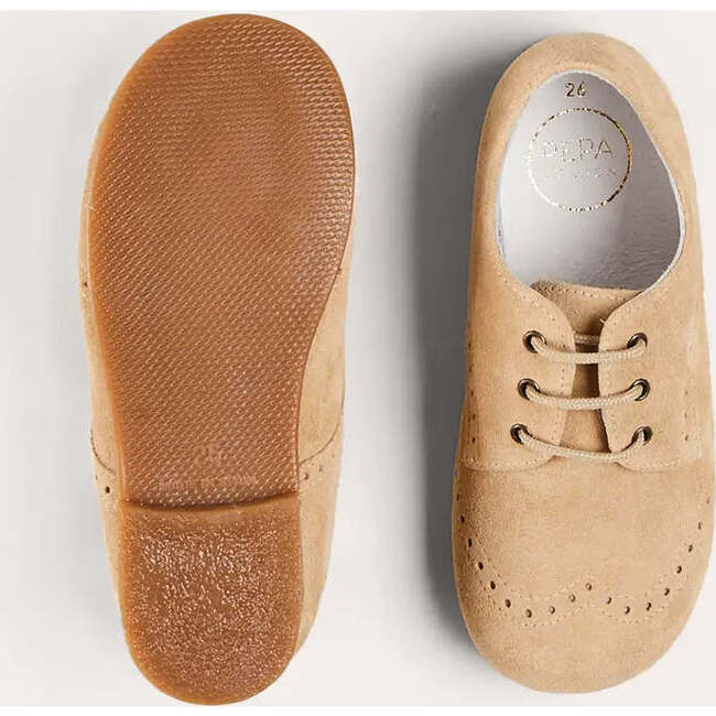 Suede Lace-Up Shoes in Beige