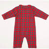 All-In-One Tartan Peter Pan Collar Smocked Onesie, Red - Onesies - 4 - thumbnail