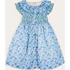 Olivia Floral Smocked Ruffle Collar Sleeveless Dress in Blue - Dresses - 1 - thumbnail