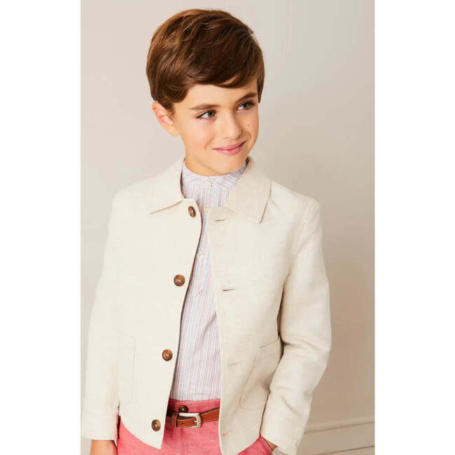 Stafford Striped Mao Collar Long Sleeve Shirt in Yellow - Shirts - 3