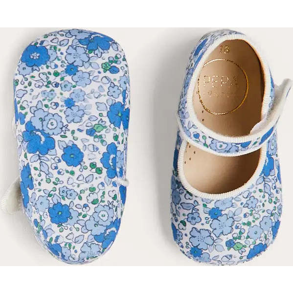 Olivia Floral Mary Jane Pram Shoes in Blue - Mary Janes - 3