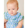 Olivia Floral Smocked Ruffle Collar Sleeveless Romper in Blue - Rompers - 4 - thumbnail