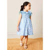 Olivia Floral Smocked Ruffle Collar Sleeveless Dress in Blue - Dresses - 5 - thumbnail
