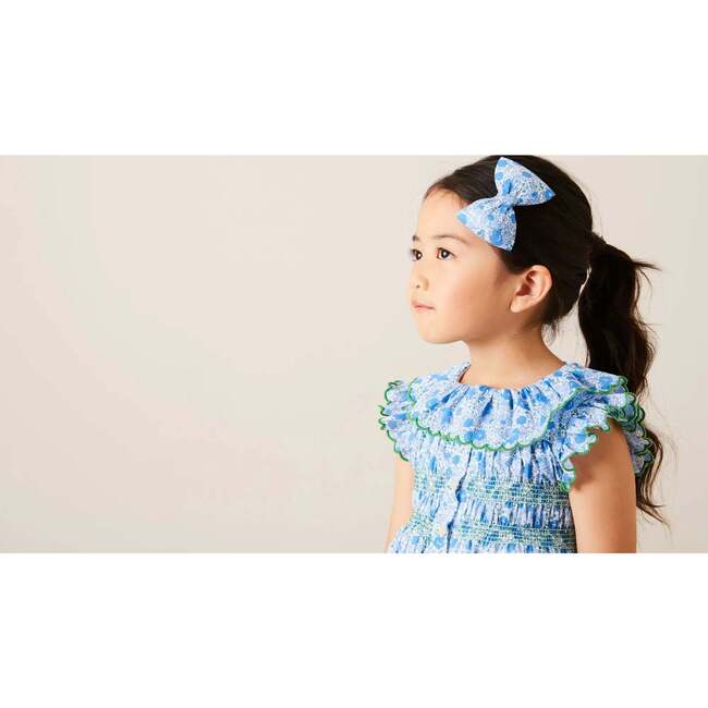 Olivia Floral Smocked Ruffle Collar Sleeveless Dress in Blue - Dresses - 7