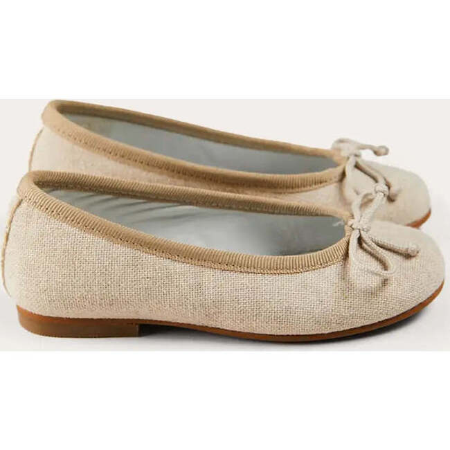 Linen Ballerina Shoes in Ivory - Mary Janes - 6