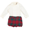 Tartan Peter Pan Collar Shirt & Bloomer Set, Red & White - Mixed Apparel Set - 1 - thumbnail