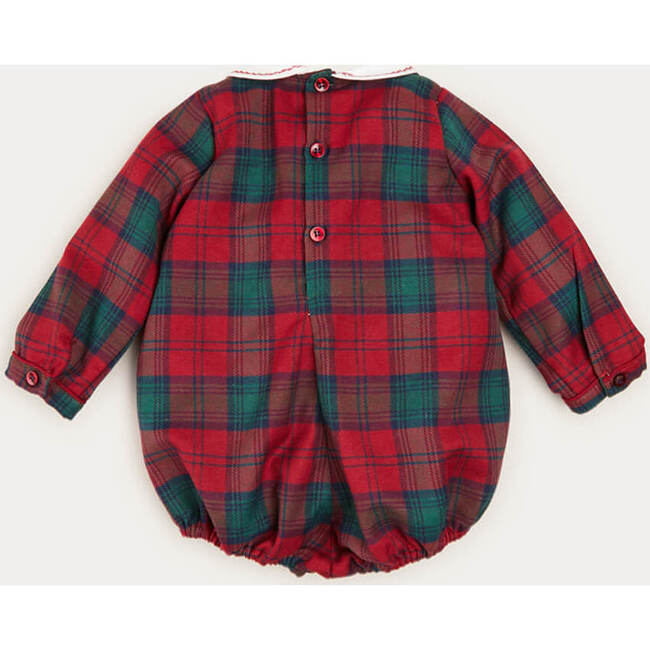 Tartan Hand-Smocked Peter Pan Collar Romper, Red - Onesies - 2