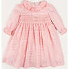 Gingham Smocked Ruffle Collar Long Sleeve Dress in Coral - Dresses - 1 - thumbnail