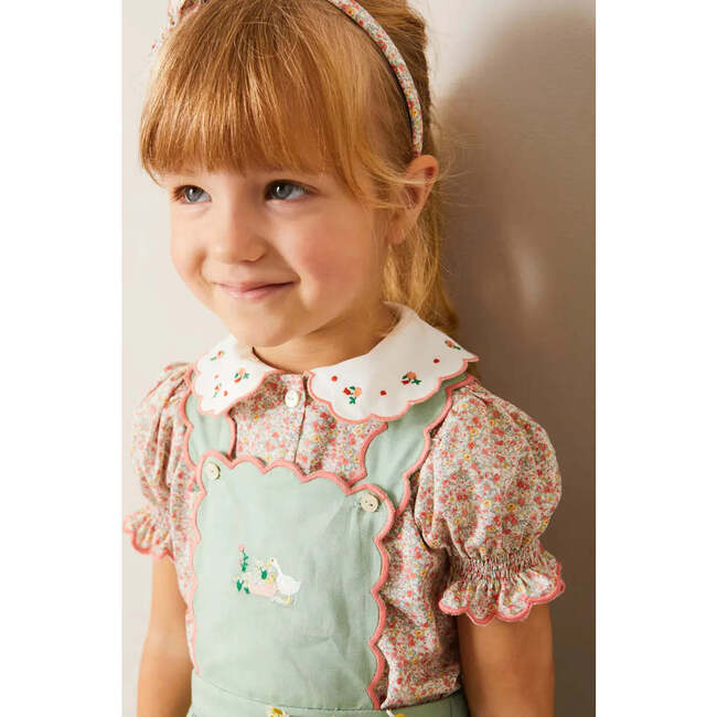 Duck Embroidered Scallop Detail Skirt With Braces in Green - Skirts - 3