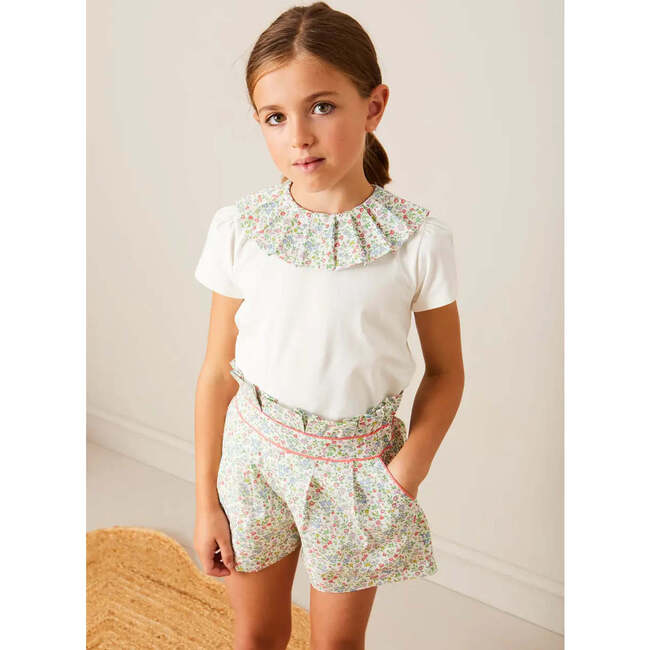 Cordelia Liberty Floral Contrast Piping Shorts in Pink - Shorts - 3