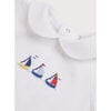 Embroidered Boat Motif Peter Pan Collar Bodysuit in White - Onesies - 5 - thumbnail