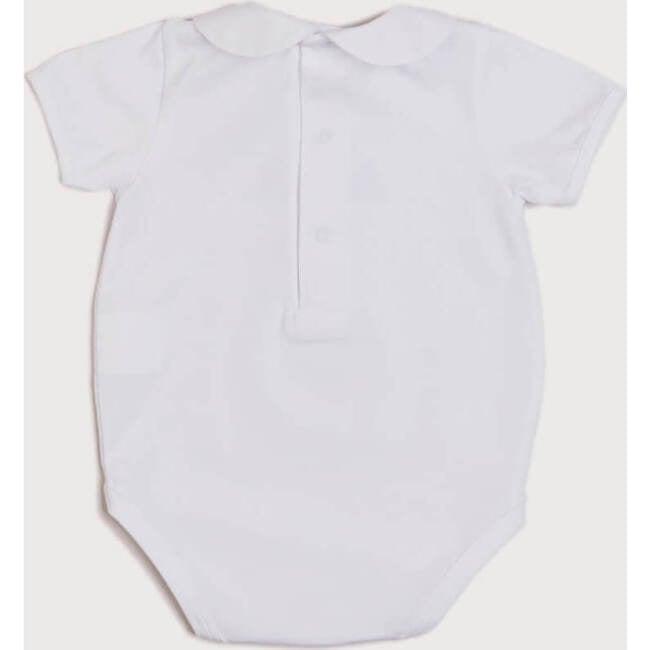 Embroidered Boat Motif Peter Pan Collar Bodysuit in White - Onesies - 6