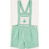 Cheyne Striped Boat Embroidery Dungarees in Green - Pants - 1 - thumbnail
