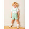 Cheyne Striped Boat Embroidery Dungarees in Green - Pants - 2 - thumbnail