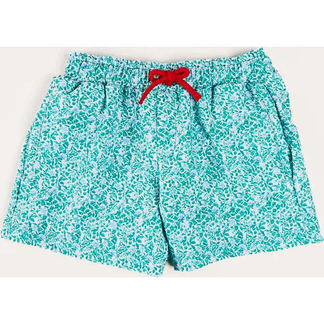 Adelaide Floral Tie Detail Swim Shorts in Green - Two Pieces - 1