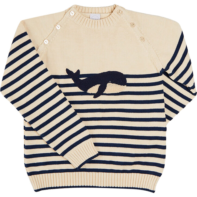 Whale Intarsia Striped Jumper, Blue