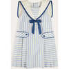 Regency Striped Mariner Collar Pleated Sleeveless Dress in Blue - Dresses - 1 - thumbnail