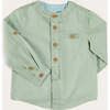 Plain Mao Collar Long Sleeve Shirt in Green - Shirts - 1 - thumbnail