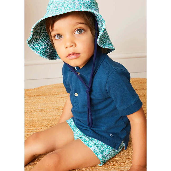 Plain Short Sleeve Polo Shirt in Navy