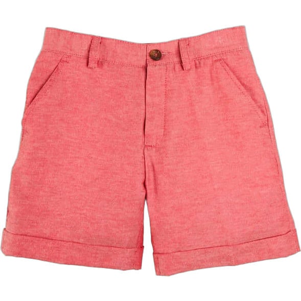 Plain Linen Shorts in Red - Shorts - 1