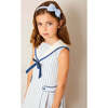 Regency Striped Mariner Collar Pleated Sleeveless Dress in Blue - Dresses - 5 - thumbnail