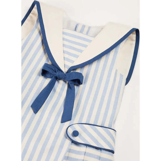 Regency Striped Mariner Collar Pleated Sleeveless Dress in Blue - Dresses - 6