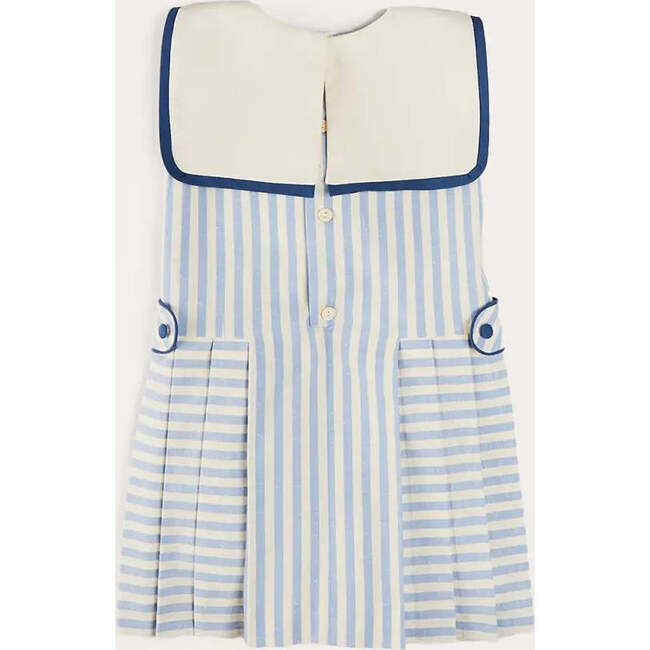 Regency Striped Mariner Collar Pleated Sleeveless Dress in Blue - Dresses - 7