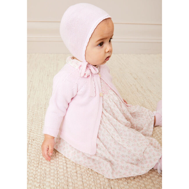 Openwork Detail Baby Cardigan in Pink
