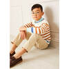 Striped Crewneck Jumper, Camel - Sweaters - 2