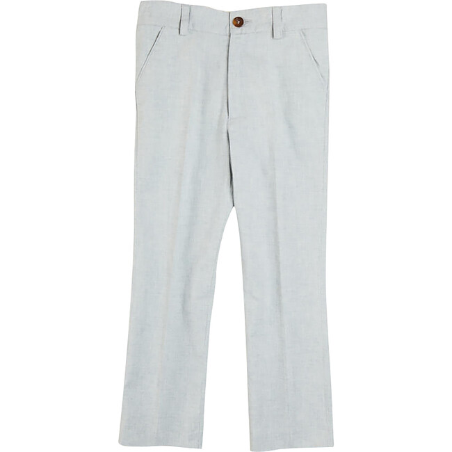 Plain Light Linen Suit Trousers, Blue