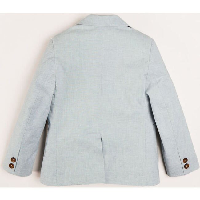 Plain Light Linen Blazer, Blue - Coats - 4
