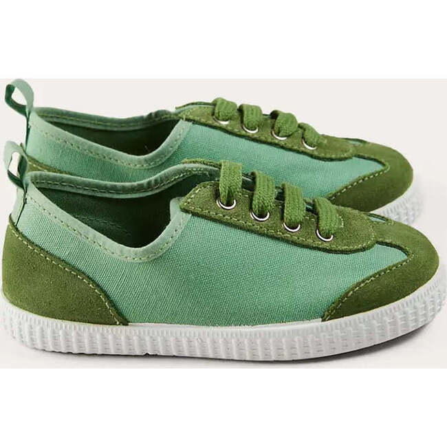 Canvas Lace Up Plimsols in Green - Sneakers - 3