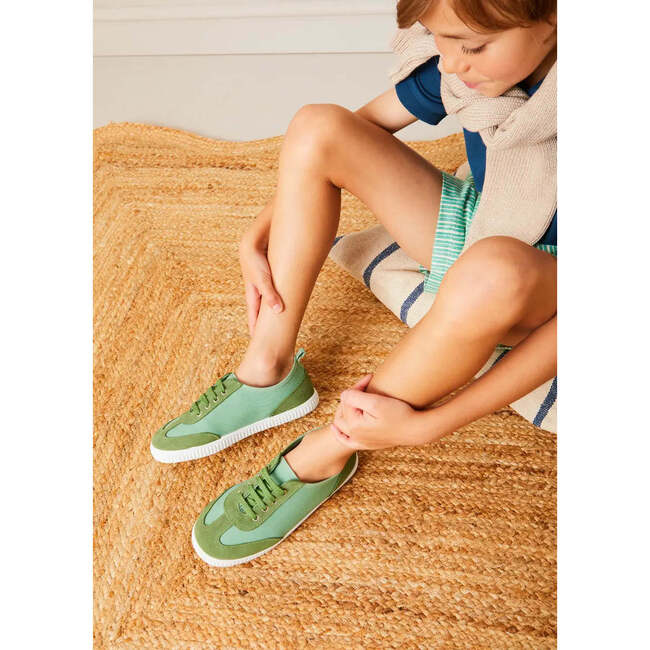 Canvas Lace Up Plimsols in Green - Sneakers - 4